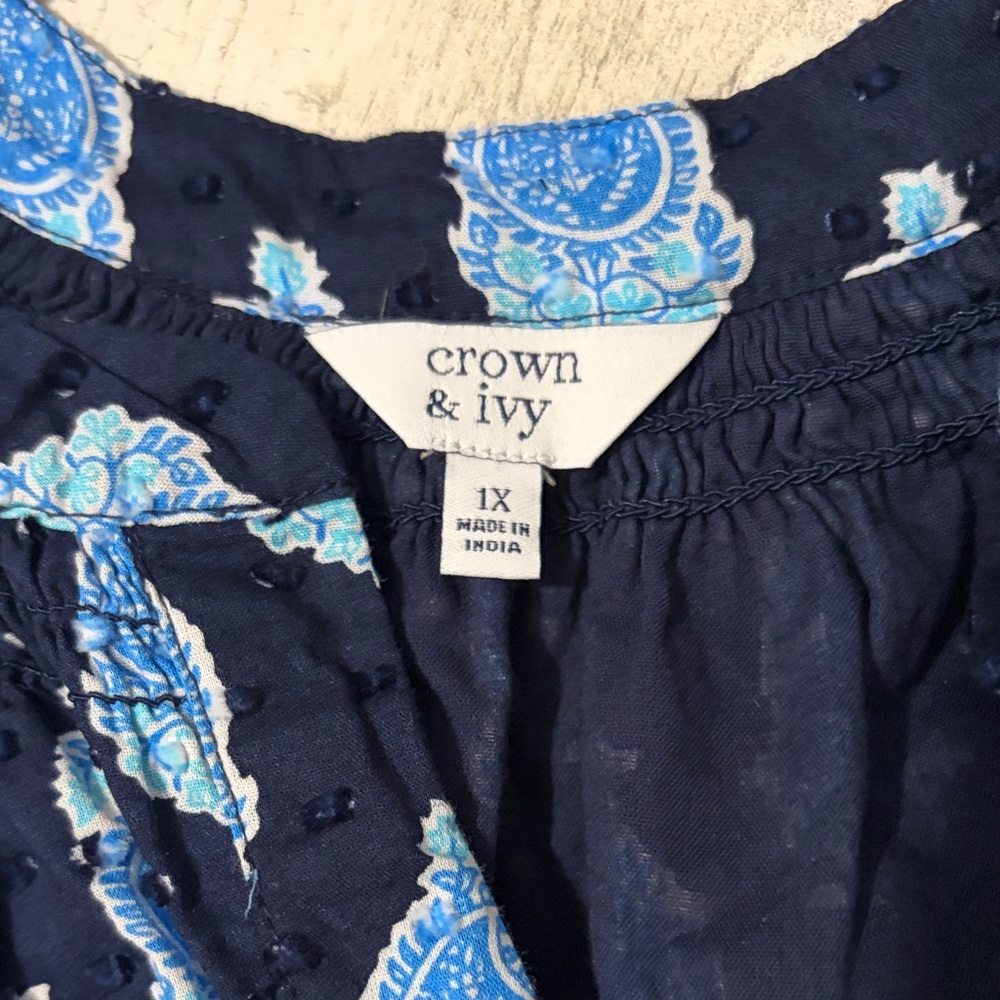 Crown & Ivy Blue and White Paisley Patterned Midi Dress Size 1X - Picture 7 of 11